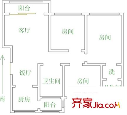 丁字橋小區(qū) 3室 戶型圖