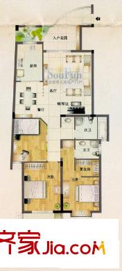 江域藍(lán)灣戶(hù)型圖3室2廳2衛(wèi)1廚