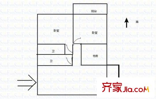 金星四季花城 3室 戶型圖