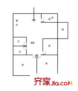 金星四季花城 3室 戶型圖