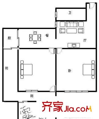 紅星新村 2室 戶型圖