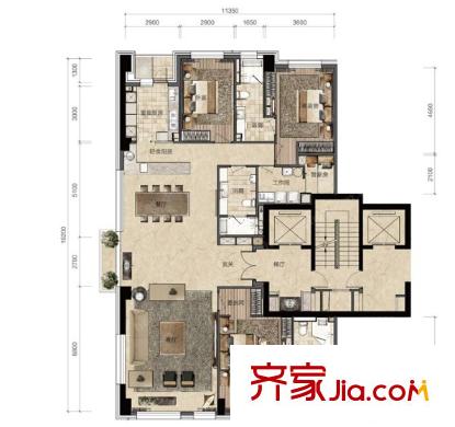 鑫海花園戶型圖4室2廳 戶型圖 4室2廳2衛(wèi)1廚
