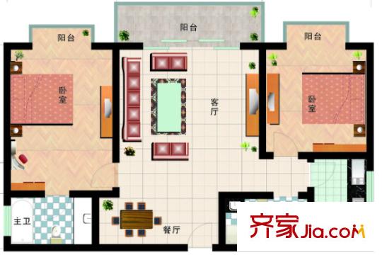 省電視臺宿舍戶型圖2室2廳 2室2廳