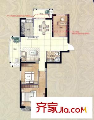 匯誠(chéng)佳源居戶型圖3#08單元3-18層戶型圖 3室2廳1衛(wèi)1廚