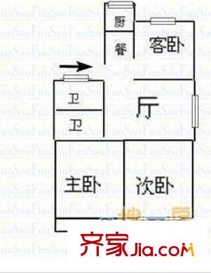 荷花新村 3室 戶(hù)型圖