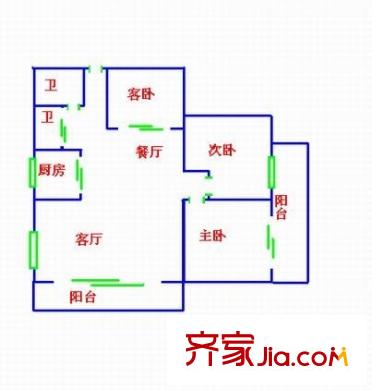 廣達(dá)豪門 3室 戶型圖