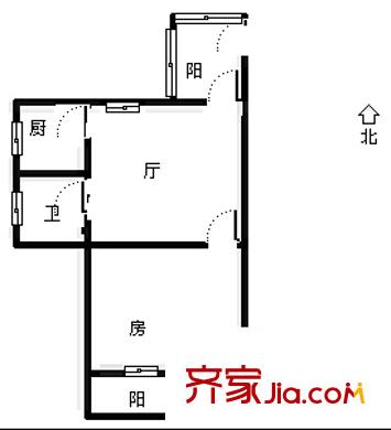達(dá)文里新村 1室 戶型圖