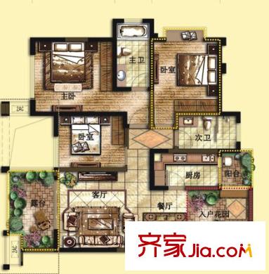 集賢一村小區(qū)戶型圖3室2廳 戶型圖 3室2廳