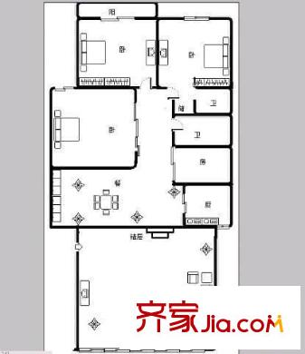 烏山苑 3室 戶型圖