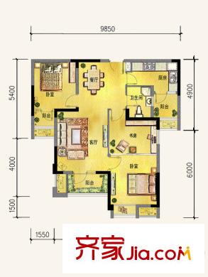 華潤置地橡樹灣三期 戶型圖 3居3