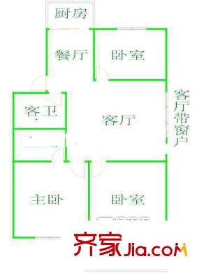 衛(wèi)生局單位宿舍 3室 戶型圖