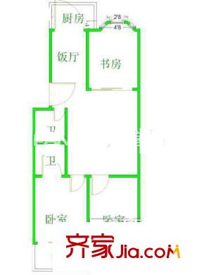 省商業(yè)教師單位宿舍 3室 戶型圖