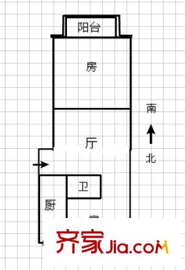 省商業(yè)教師單位宿舍 2室 戶型圖