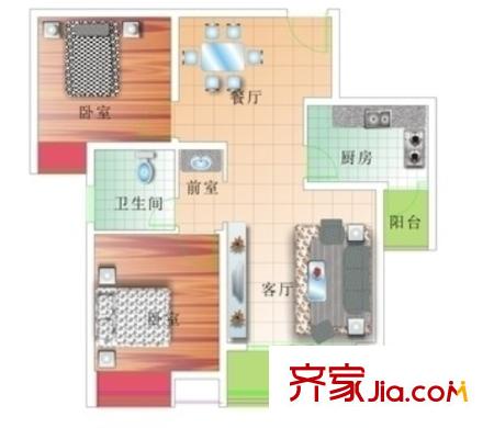 江景時代戶型圖2室2廳 2室2廳