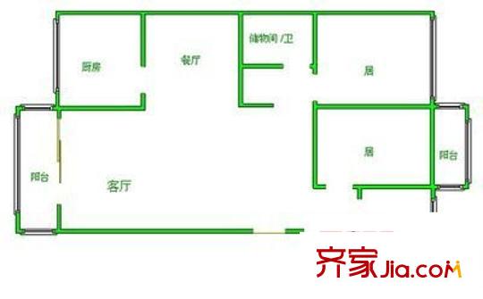 虹琦花園 2室 戶型圖