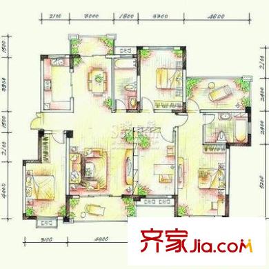 虹琦花園 4室 戶型圖