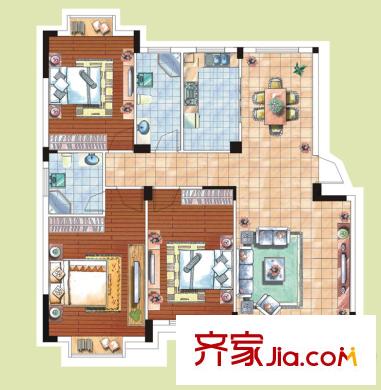 光谷桂花城1棟8棟戶型圖 3室2廳2衛(wèi)1廚
