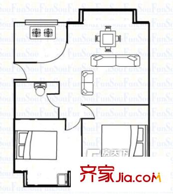 茶園小區(qū) 2室戶型圖