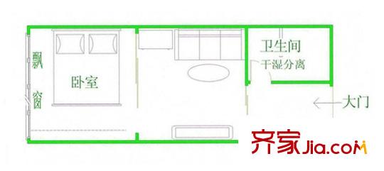 茶園小區(qū) 1室戶型圖