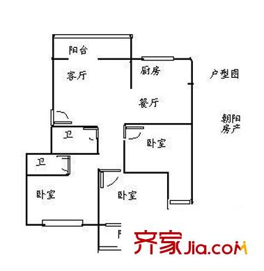 濱海嘉年華琴海灣戶型圖濱海嘉年華-琴海灣 3室 戶型圖 3室2廳2衛(wèi)1廚