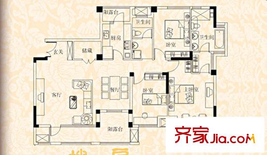 萬(wàn)科潤(rùn)園戶(hù)型圖TA 3室