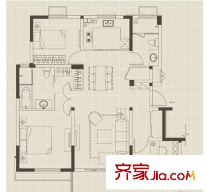 萬(wàn)科潤(rùn)園戶(hù)型圖2室2廳 2室2廳