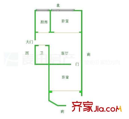中亭街B區(qū) 2室 戶型圖