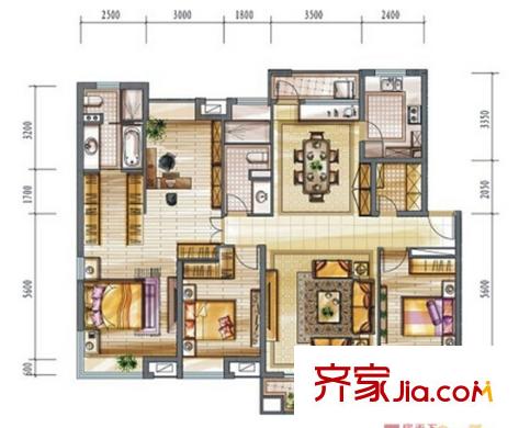 萬(wàn)科潤(rùn)園戶型圖3室2廳 3室2廳