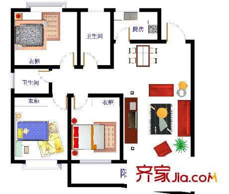 首義景觀樓戶型圖3室2廳 戶型圖 3室2廳