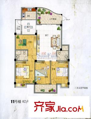 中佳藍灣戶型圖4室2廳2衛(wèi)