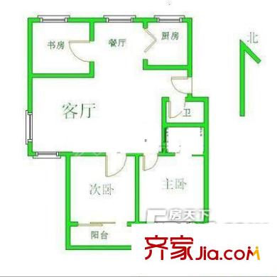 嶼浦新苑 3室 戶型圖