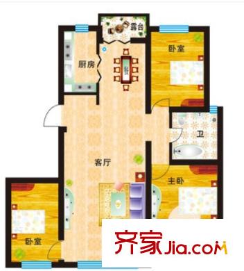 梅苑人民銀行宿舍戶型圖3室2廳 戶型圖 3室2廳