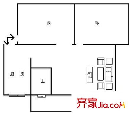 榕信南苑 2室 戶型圖
