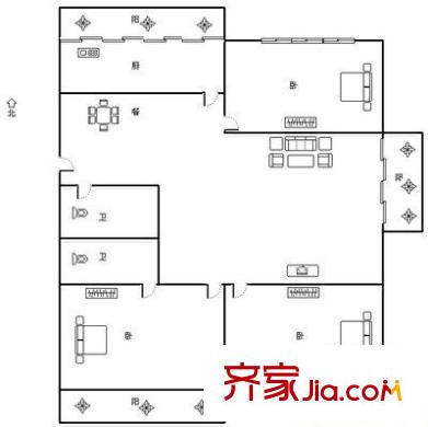 金冠花園 3室 戶型圖