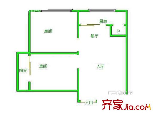 交通廳單位宿舍 2室 戶型圖