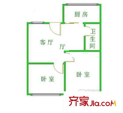 晉安區(qū)一建單位宿舍 2室 戶型圖