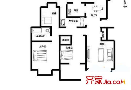 華僑新村 3室 戶型圖