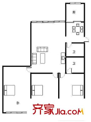華馨小區(qū) 3室戶型圖
