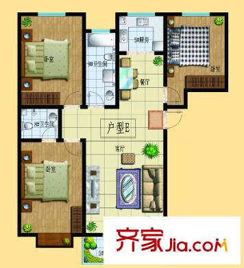 金昌商業(yè)城戶型圖3室2廳 戶型圖 3室2廳