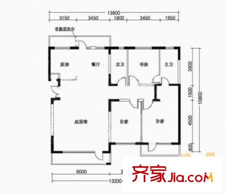華電沙湖小區(qū)戶型圖沙湖電力小區(qū) 3室 戶型圖 3室2廳2衛(wèi)1廚