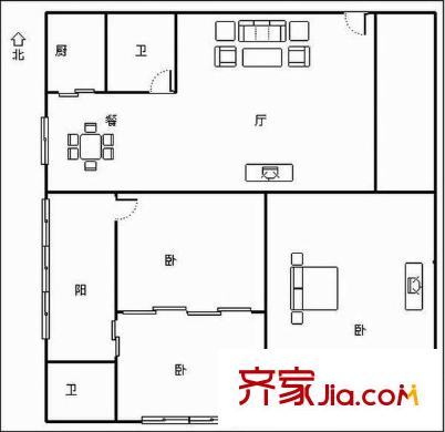 華富花園 3室 戶型圖