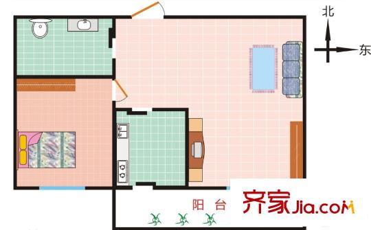 元辰國際戶型圖1室1廳 戶型圖 1室1廳
