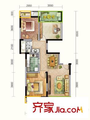 新城春天里戶型圖G戶型（售罄） 3室2廳1衛(wèi)1廚