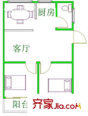 東牙小區(qū) 2室戶型圖
