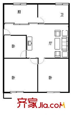 紫新新村 3室 戶型圖