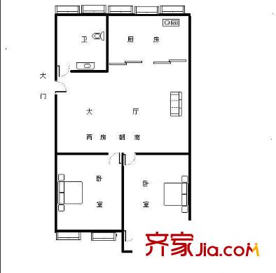 新園新村B區(qū) 2室 戶型圖