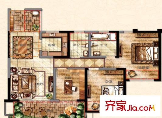 首義順民大廈戶型圖3室2廳 戶型圖 3室2廳