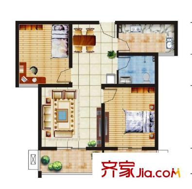 十畝地小區(qū)戶型圖2室2廳 2室2廳