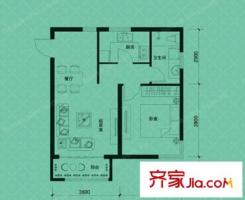 仁平方米新村戶型圖1室2廳 1室2廳