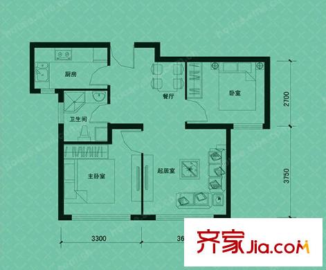 仁平方米新村戶型圖2室2廳 2室2廳